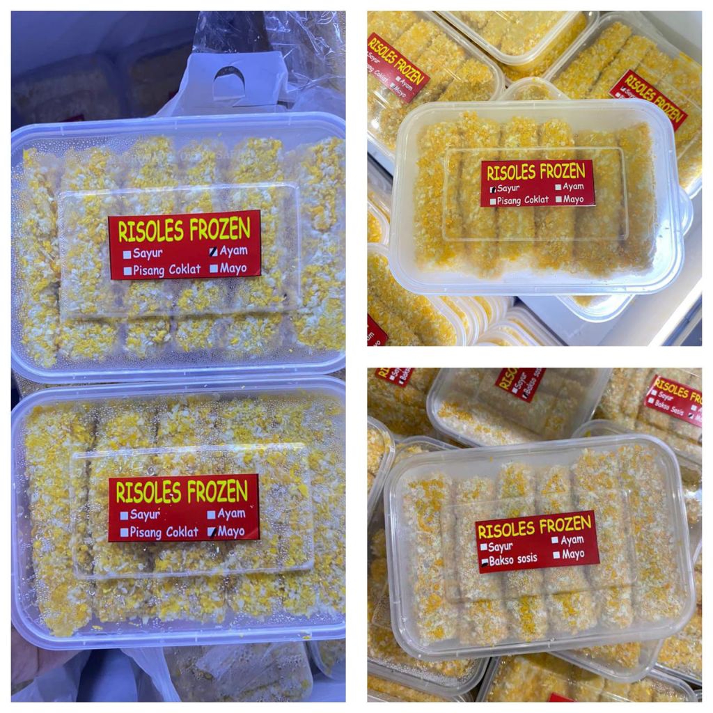 

Risoles mayonaise/ayam/sayur/bakso, sosis (tahan suhu ruangan 3 hari)