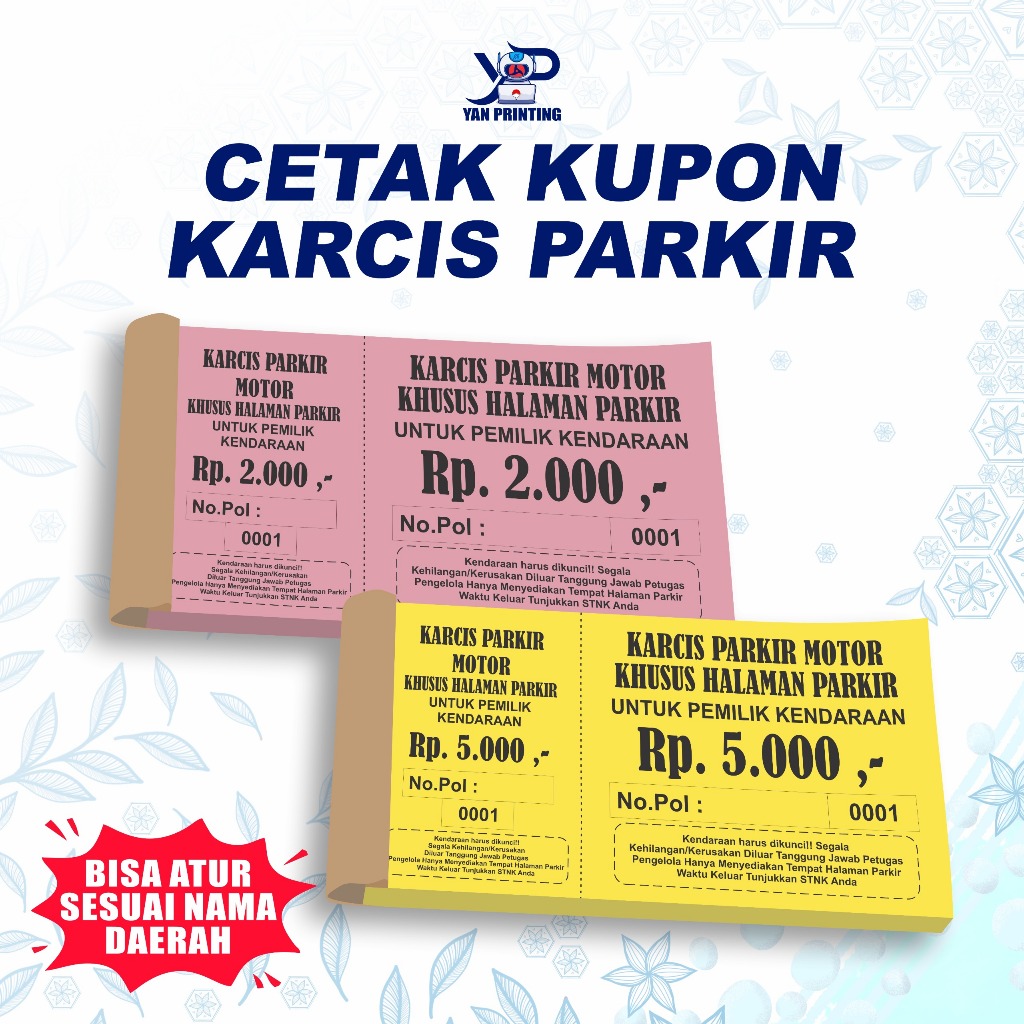 

CETAK KARCIS PARKIR