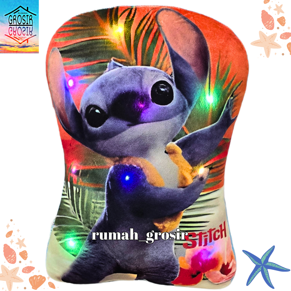 Bantal Boneka Stitch Lucu Bantal Lilo and Stitch Lampu LED