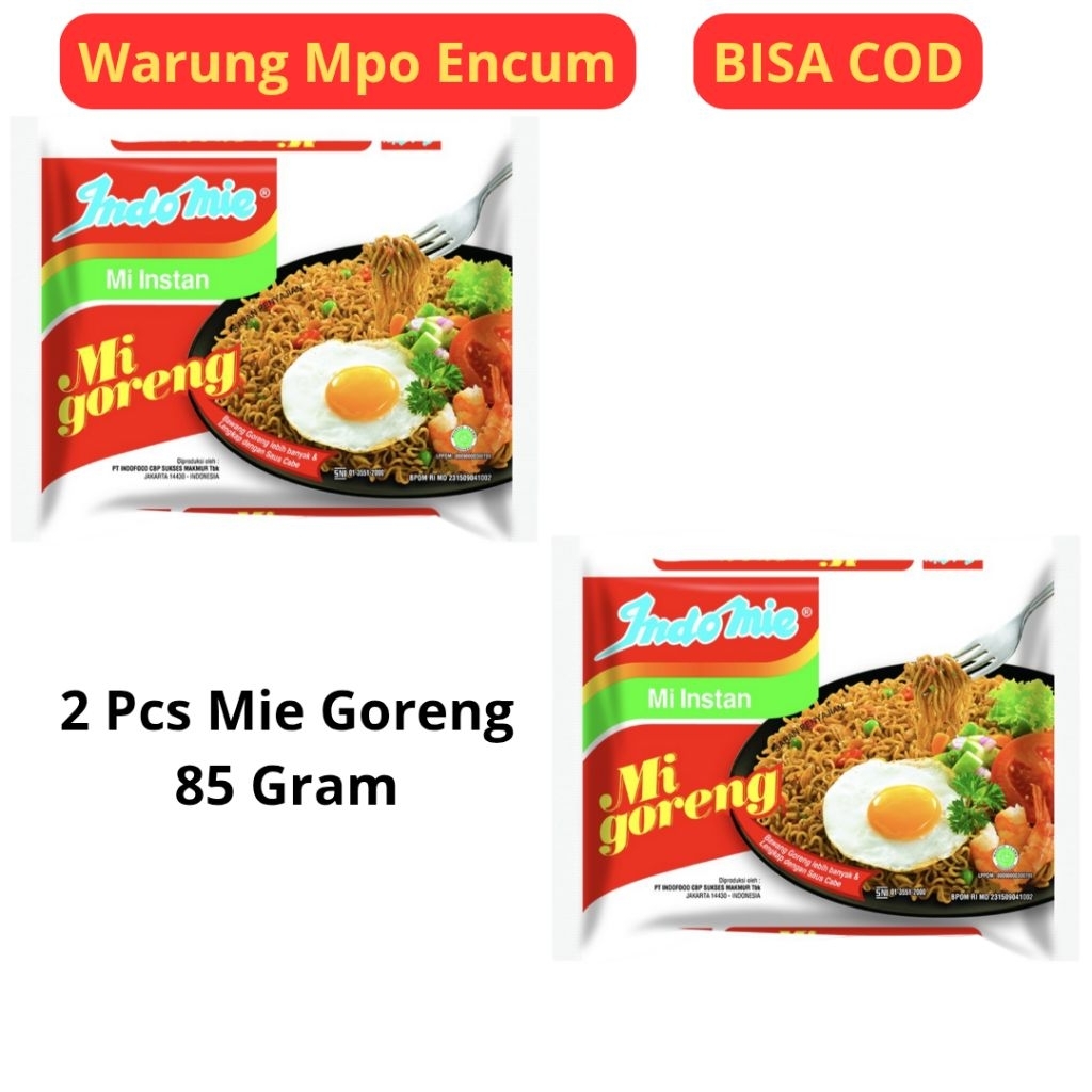 

2 Pcs Indomie Goreng / Mie Instan Goreng 85 Gram