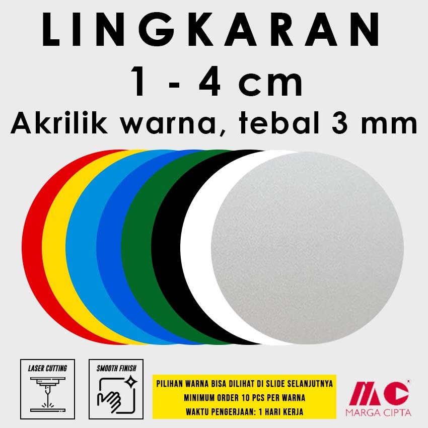 [Tebal 3 mm] Lingkaran Tebal 3 mm - Akrilik  1 / 2 / 3 / 4 cm - Akrilik warna Hitam / Putih / Hijau 