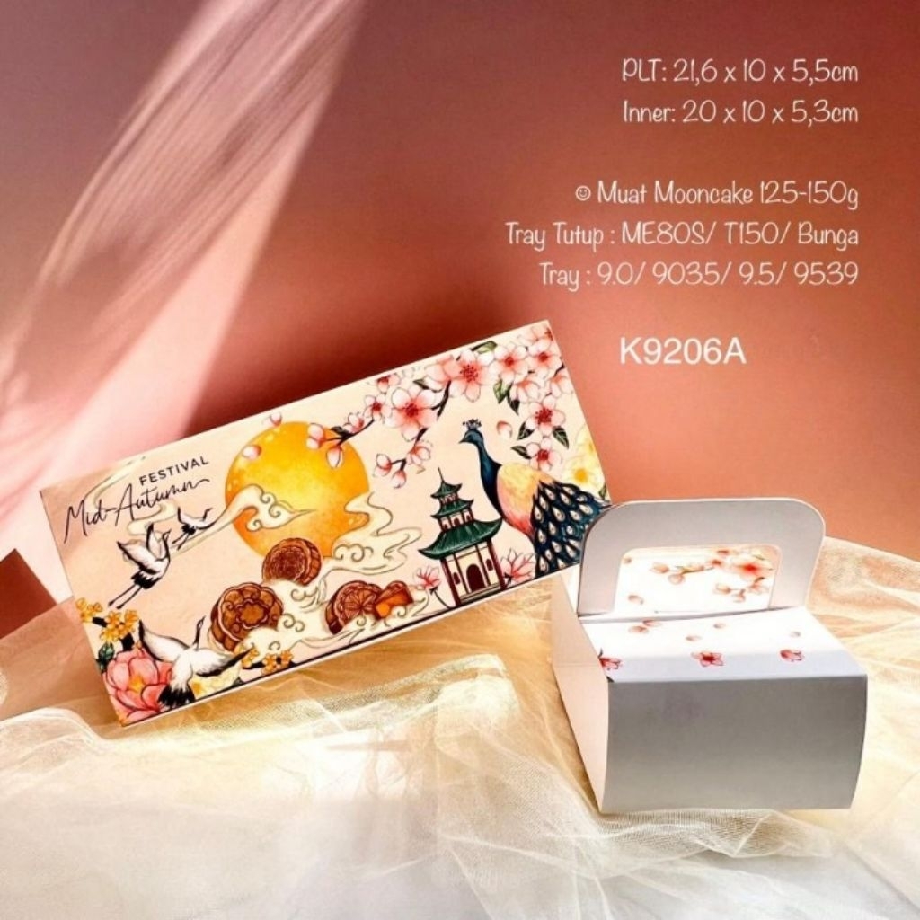 

MID AUTUMN HANDLE - Box mooncake 125-150gr isi 2 dus tenteng packaging kue bulan kotak mooncake 150gr