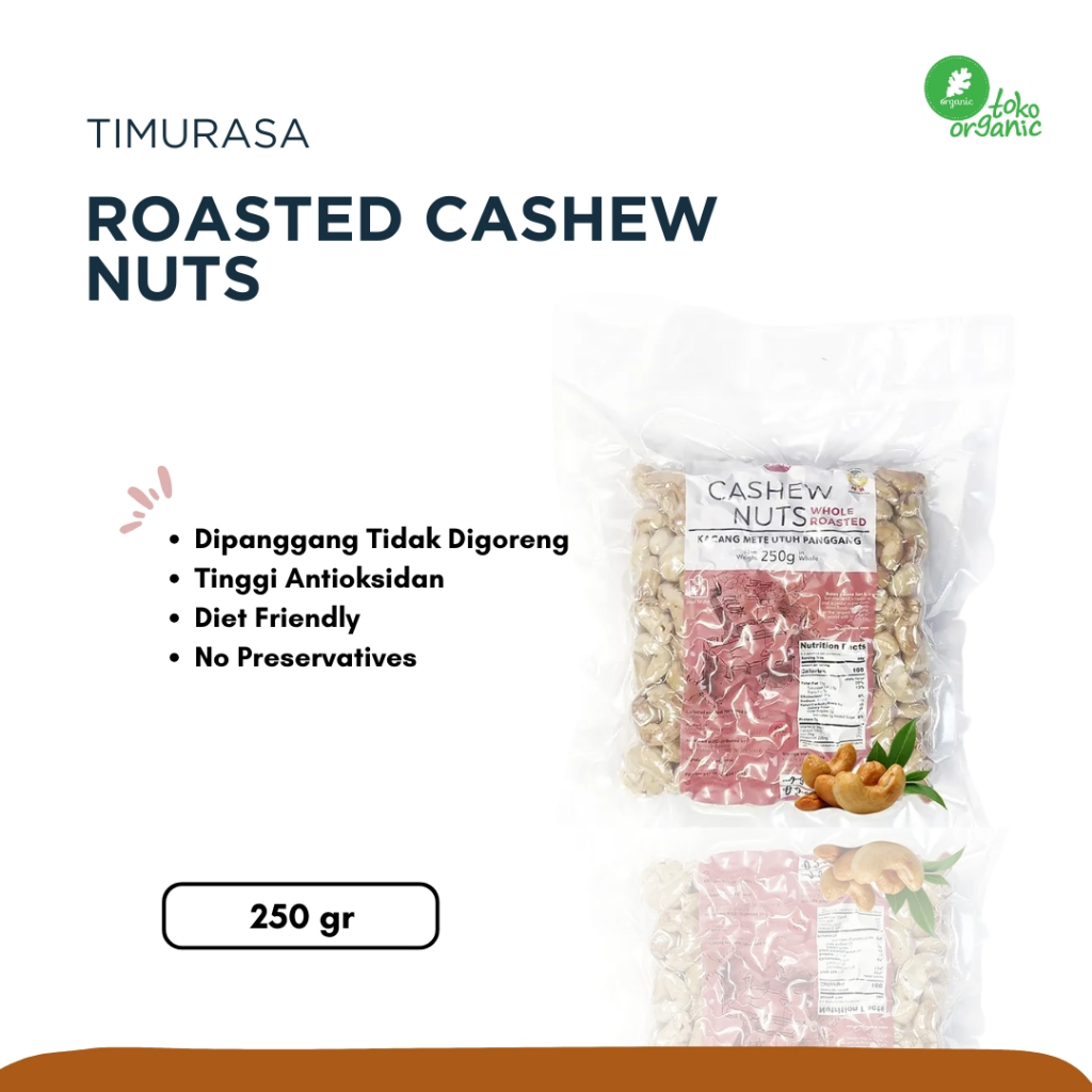 

Timurasa Cashew Nuts Whole Roasted (250gr) | Kacang Mede / Mete Panggang Timurasa - Cashew Roasted Whole Sehat Original