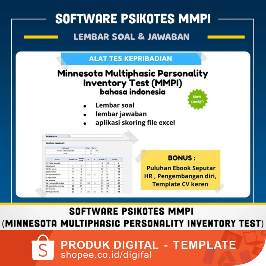 Software PSIKOTES MMPI Lembur Soal & Jawaban Minnesota Multiphasic Personality Inventory Test (MMPI)