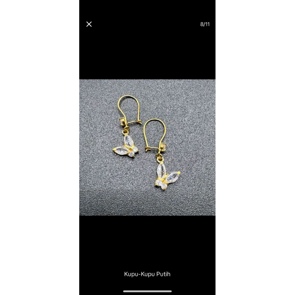 [preloved] anting emas muda kupu-kupu 1 gram