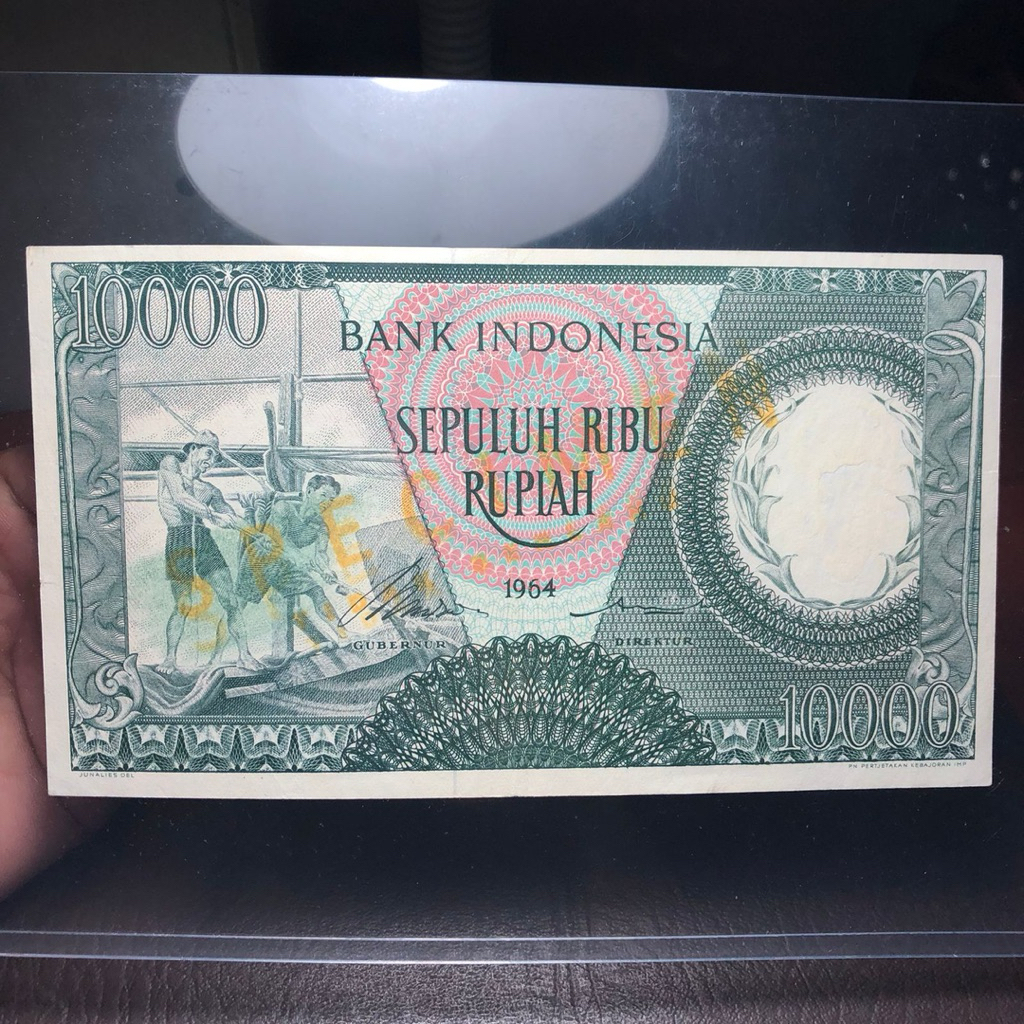 Uang Kuno Pekerja 10.000 Hijau 1964 No. Seri XHN