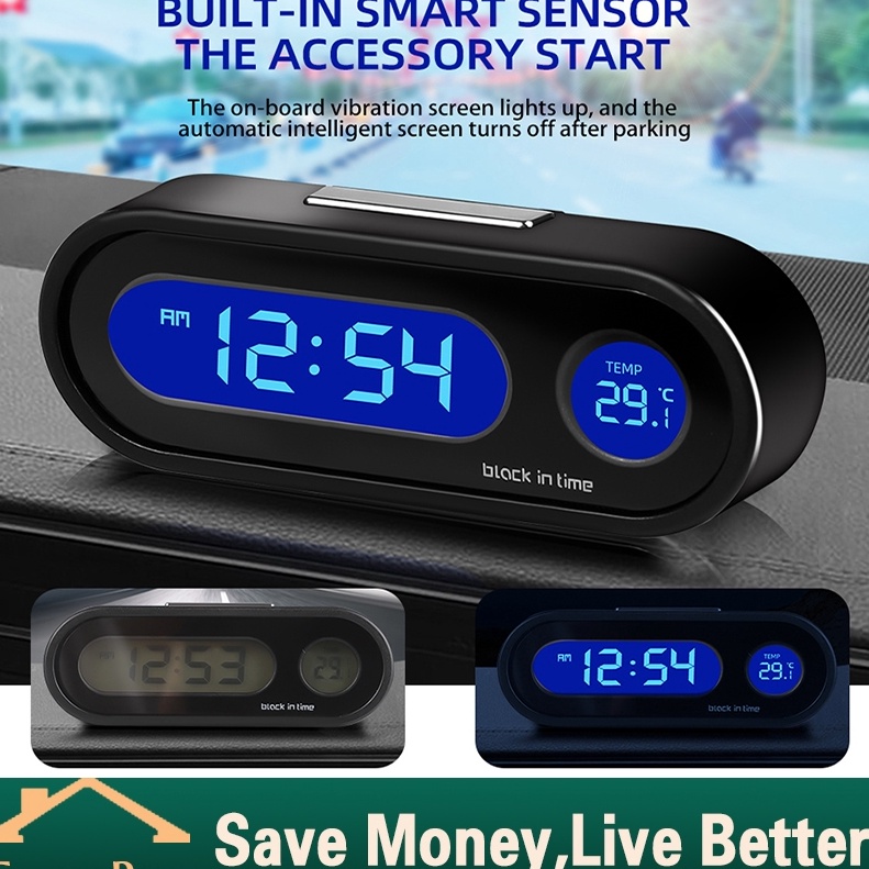 Terbaik Jam Digital LED dashboard Mobil Blacklight Biru Dengan Termometer Untuk Dashboard Mobil Jam 