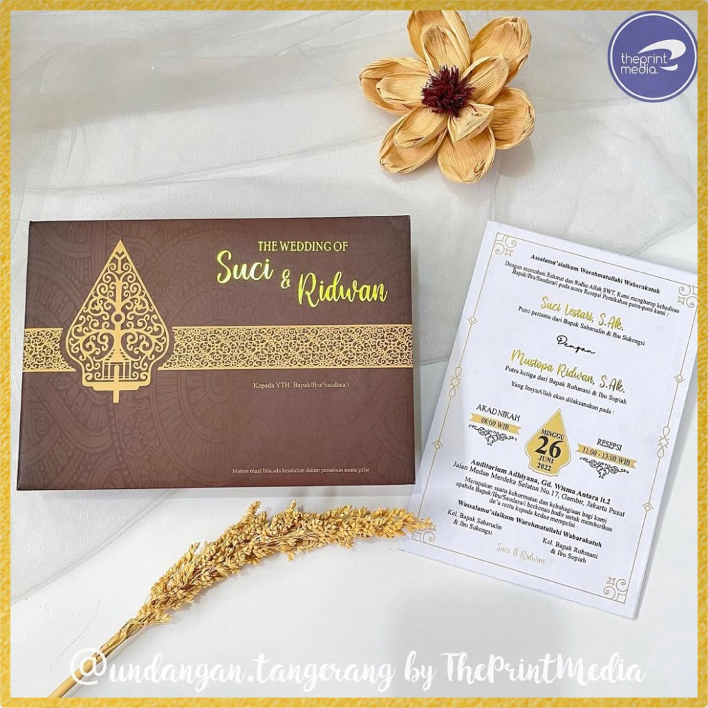 Undangan Pernikahan Jawa Premium Amplop Hardcover foil emas