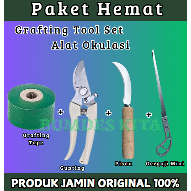 GRAFTING TOOL SET GRAFTING TAPE + GUNTING PRUNING + PISAU OKULASI + GERGAJI MINI PORTABLE