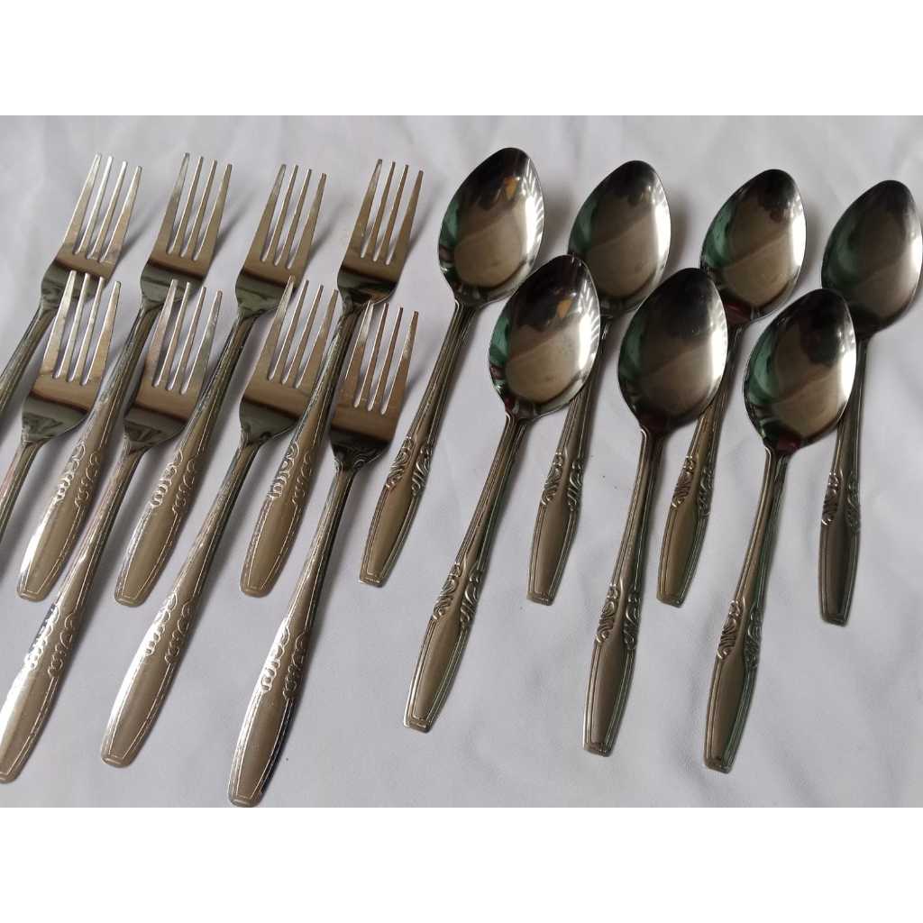 1lusin Sendok makan stenlis tebal isi / sendok garpu makan /Sendok makan polos stainless tebal