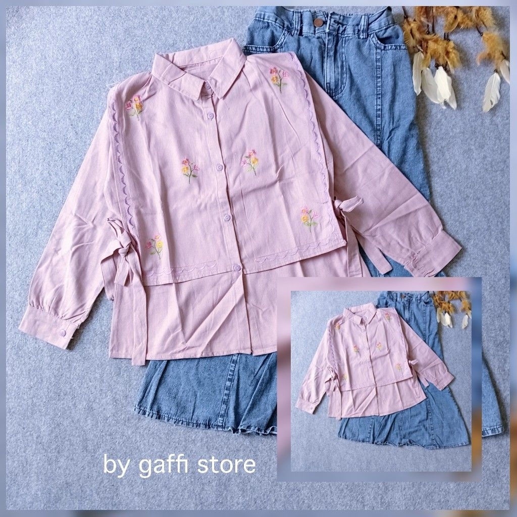 Setelan anak perempuan blouse rompi bunga dan rok duyung