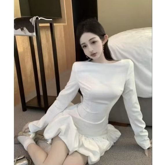 READY SALE rugi baju Vietnam Dress Putih SALE premium Platinum Mall BANGKOK BKK chani vshop white ju