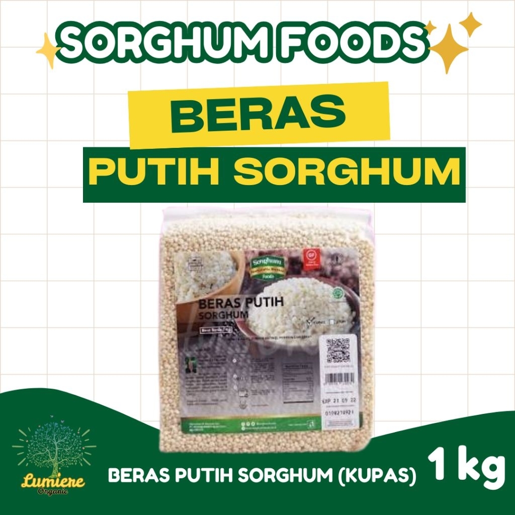 

Beras Putih Sorghum, tinggi protein, sahabat Vegan, NonGMO (alternatif beras Diabet) pack 1kg