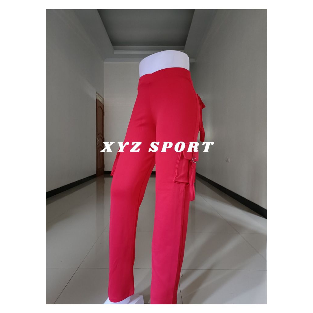 celana senam kargo PDL/celana senam kargo kantong 4/merah
