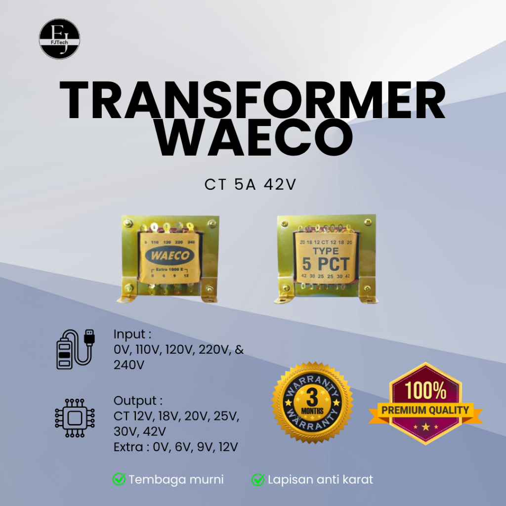 WAECO Transformer 5 CT | Trafo 5A 42V | Tembaga Murni
