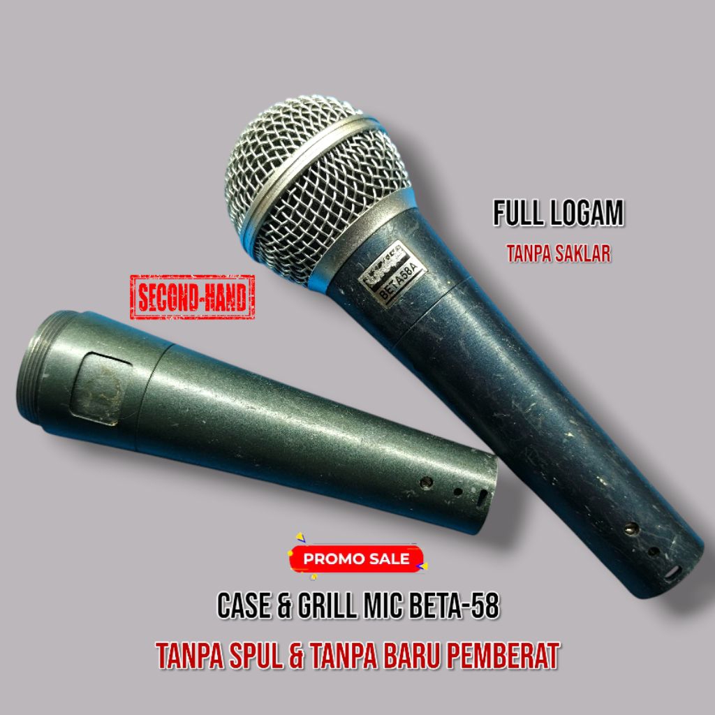 Casing Mic Kosongan Beta-58 Tanpa Spul Dan Tanpa Kabel Mic