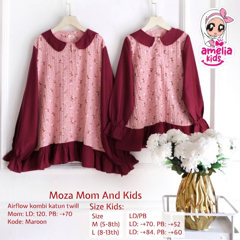 [ ata.id kids ] Moza blouse atasan couple mom and kids premium by Amelia kids