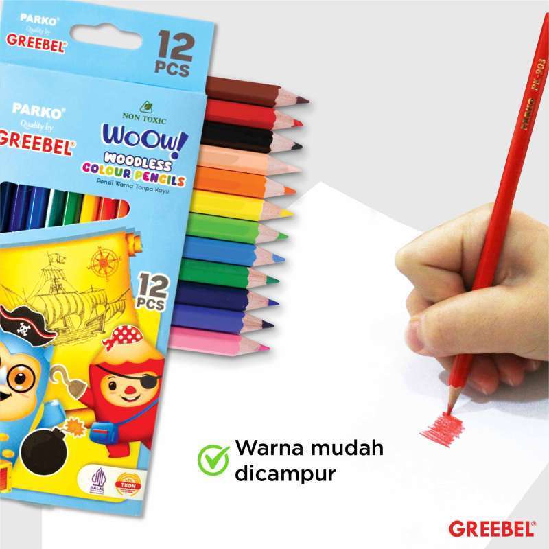 

Pensil Warna 12 Warna Parko By Greebel / Pensil Warna Woodless Parko By Greebel 12 Warna Tebal