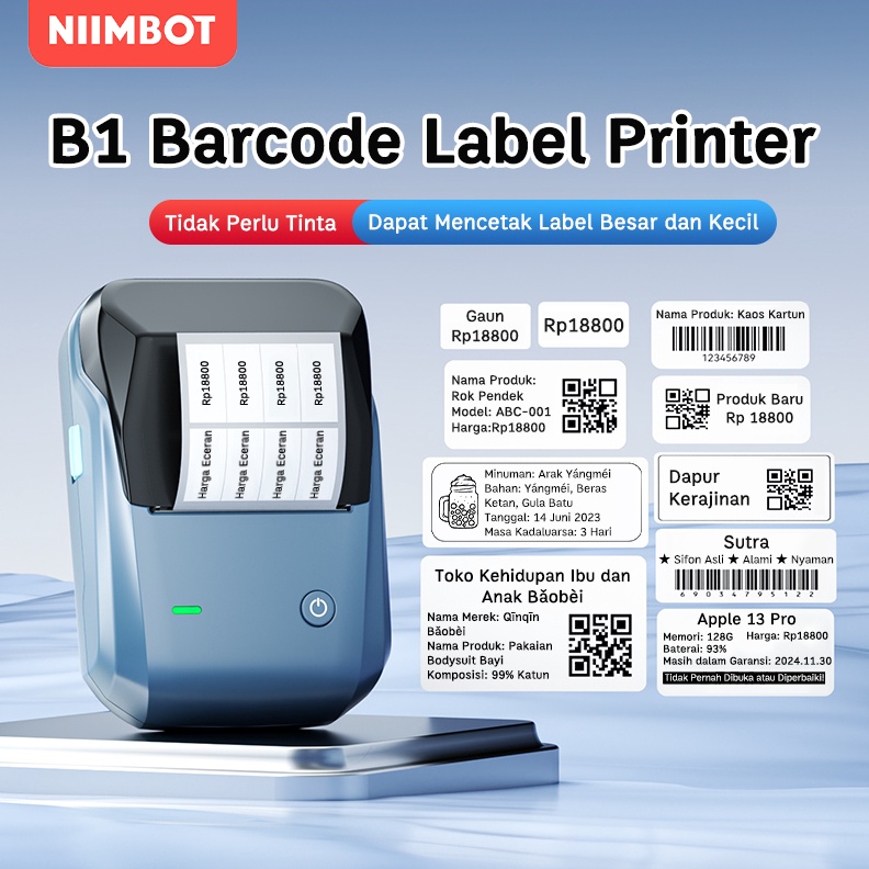 

KODE T68B NIIMBOT B1 Printer Label Pembuat Label Portabel Bluetooth lebar 25mm