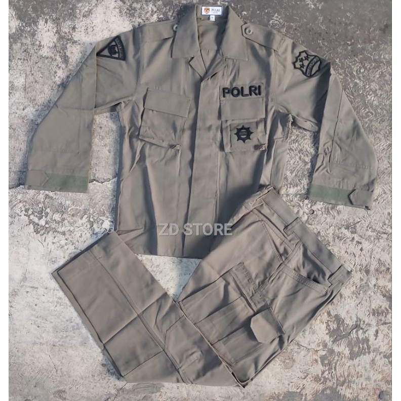 KODE W85P Seragam PDL Tactical Hijau Jatah Brimob Bahan Halus Tahun 223