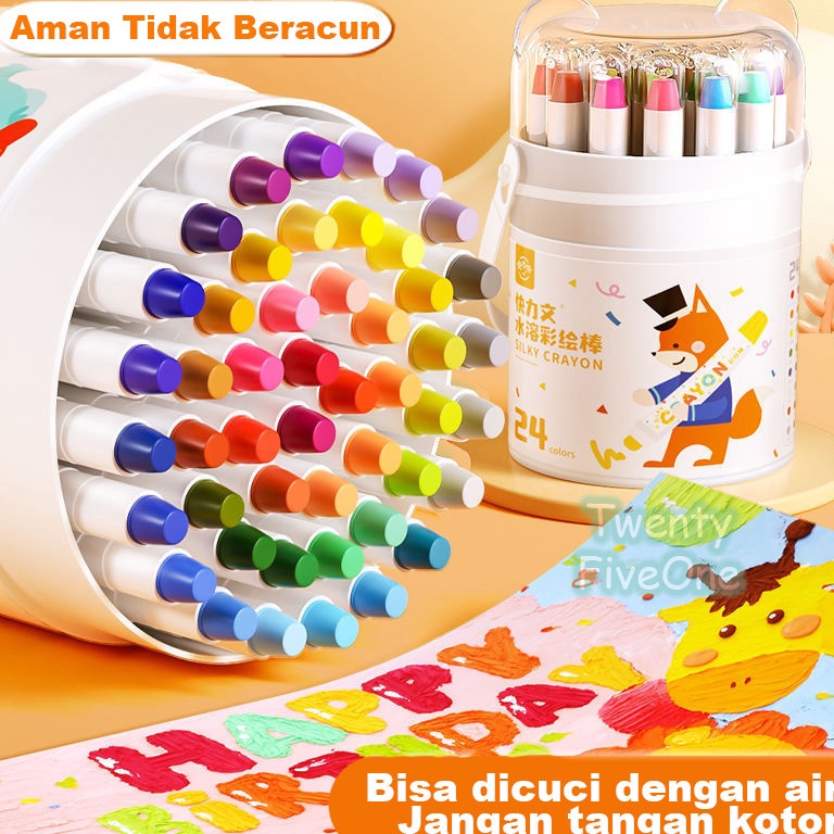 

KODE M73T ReadyWashable Silky Crayon 36 48 Warna Colorful Bucket Krayon Mewarnai Alat Warna Set Anak Wipe