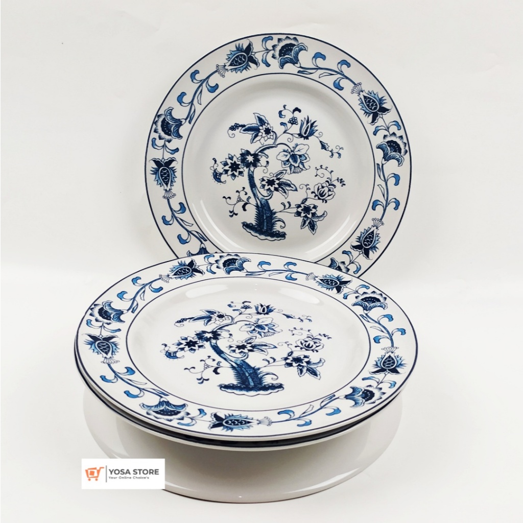 Piring Keramik Saji Ceper Besar 27cm Motif Ming Klasik 4 Pcs Kedaung Home