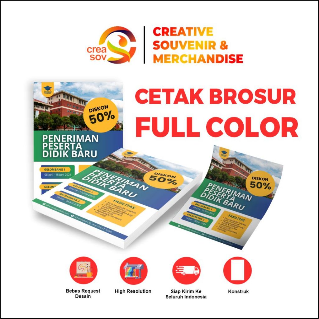 

Creasov - Cetak Brosur Promosi Art Paper Kertas Termurah Flayer Cetak A5 / 1/3 A4 Satuan Costum