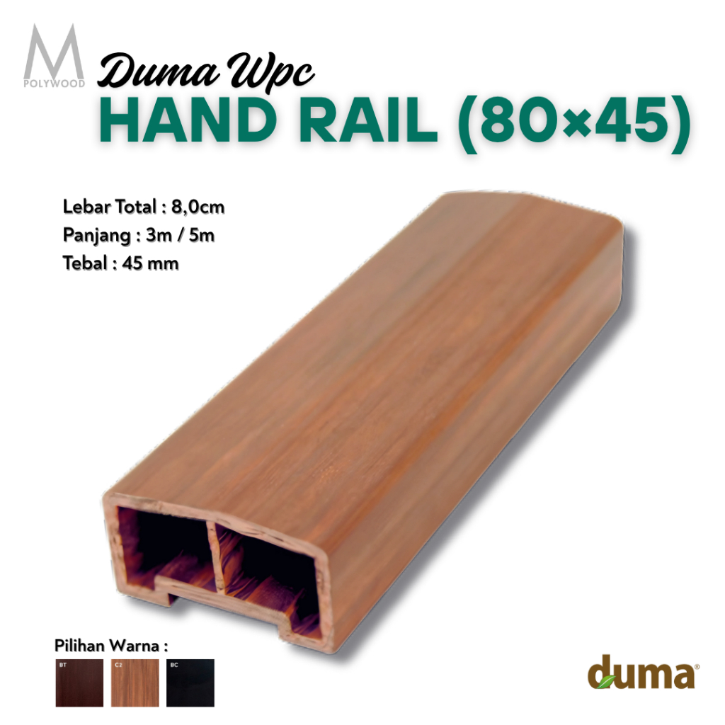 DUMA WPC - HAND RAIL (80x45) Handrail / Railing / Handle / Pegangan Tangan Tangga WPC