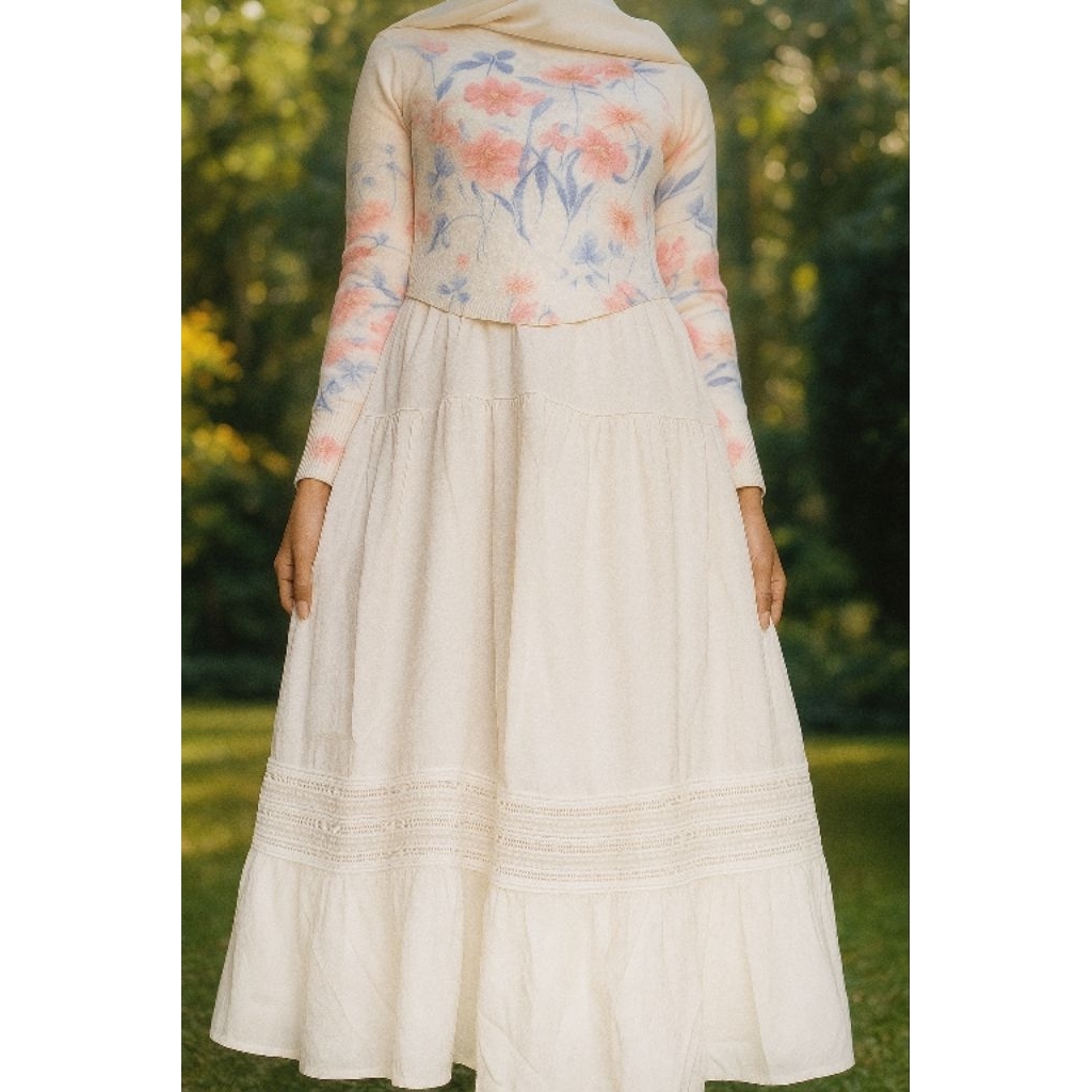 Dress Gamis Katun Kombinasi Rajut