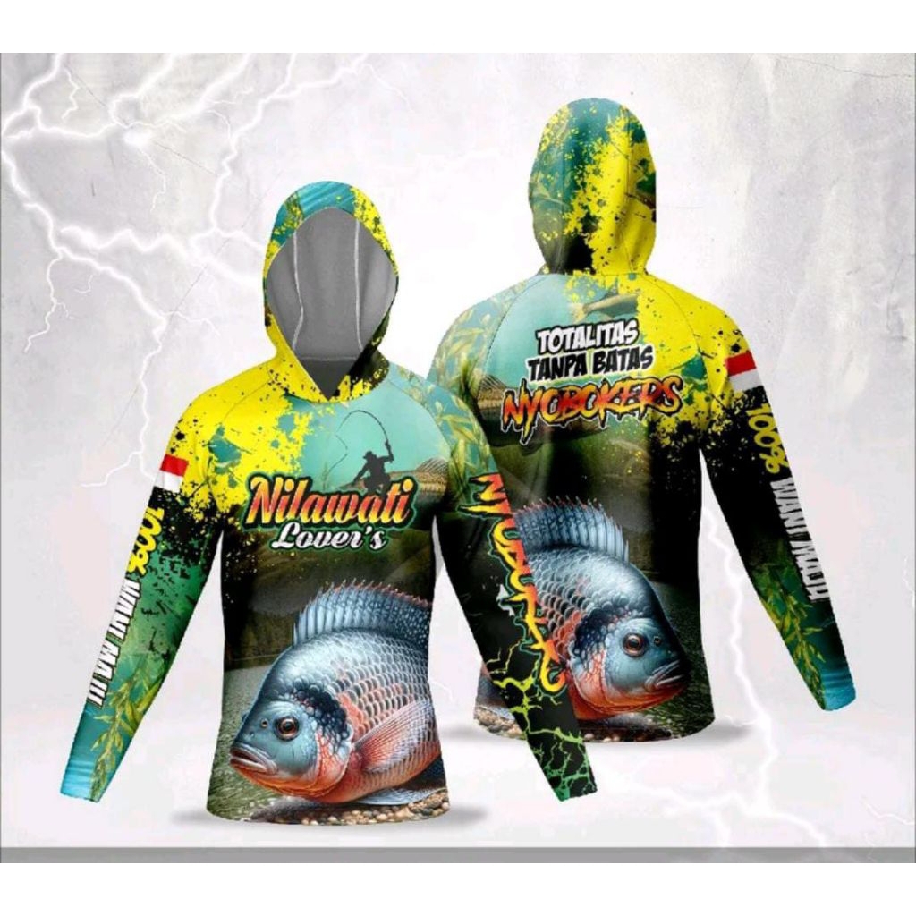 Jersey Mancing Ikan Nila Baju Mancing Full Printing Lengan Panjang Dryfit Tebal Halus