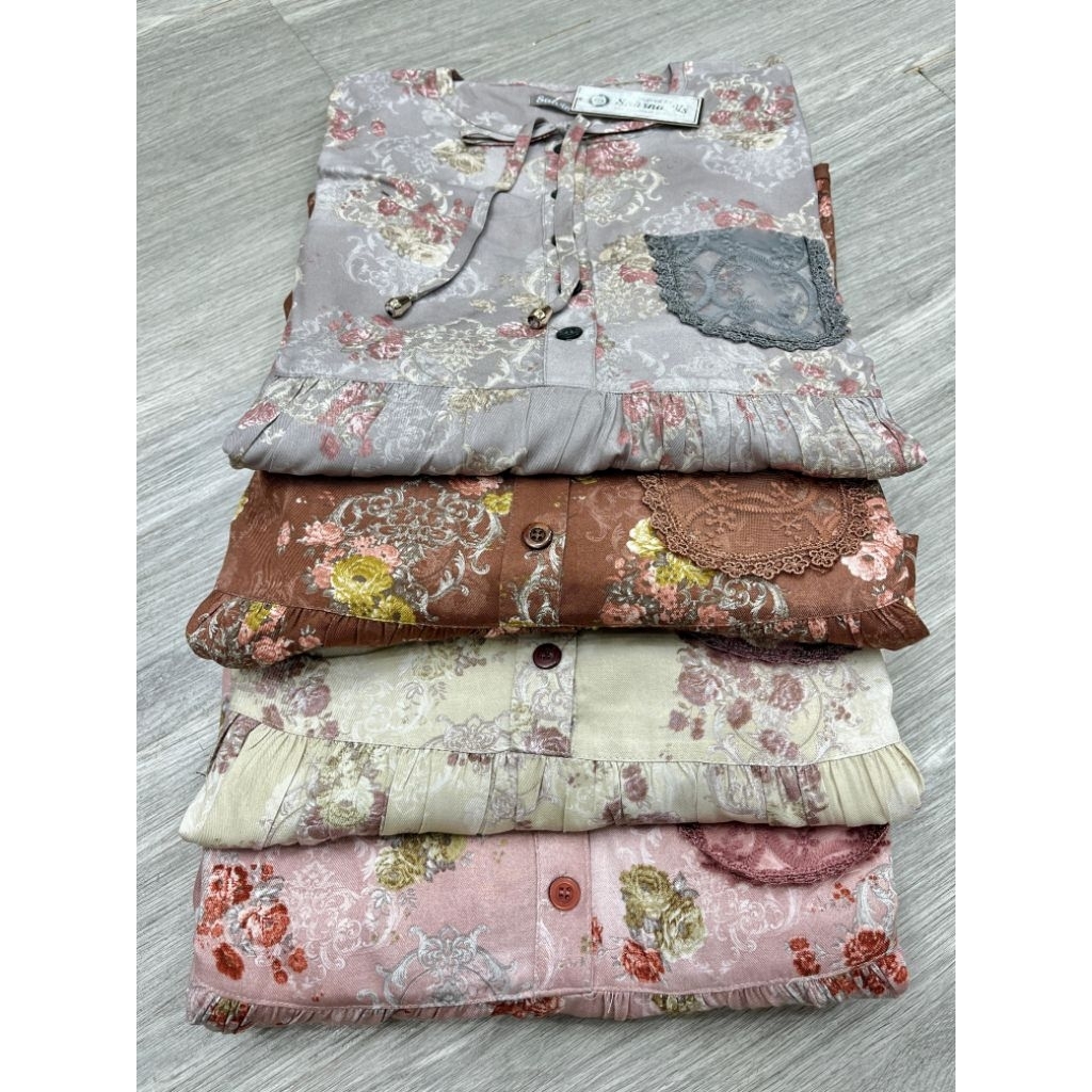 midi dres motif bunga saku