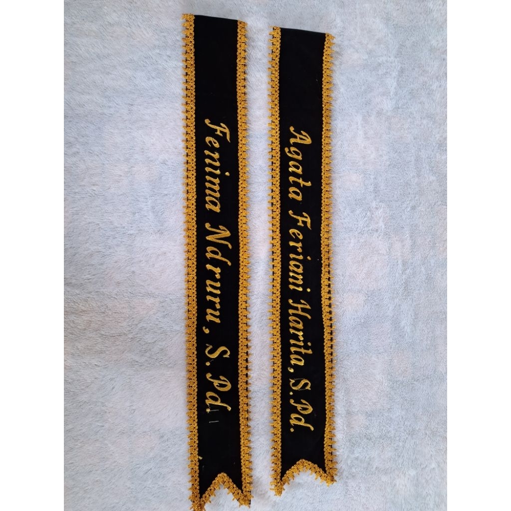 selempang wisuda bahan bludru list renda ukuran smp sma dan dewasa