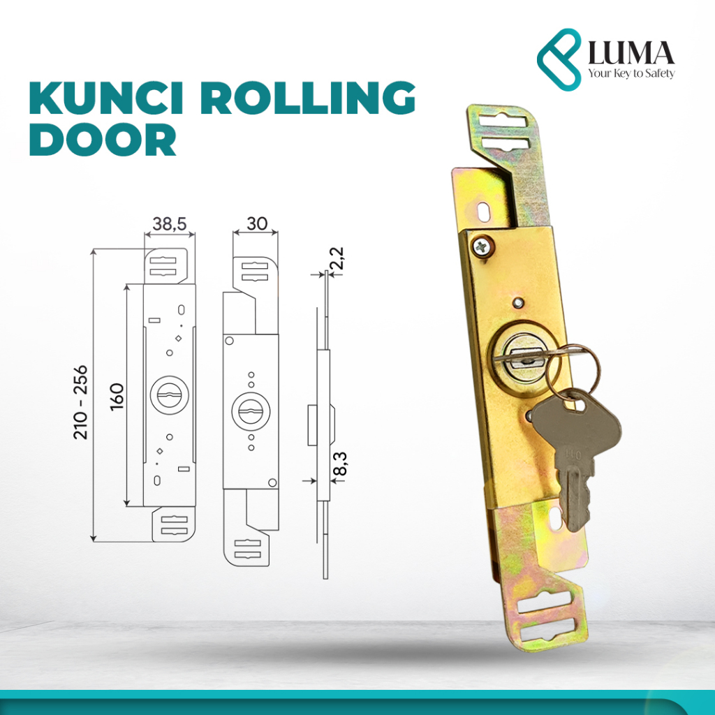 Kunci Rolling Door – Kunci Pintu Gudang Ruko Toko + 2 Kunci