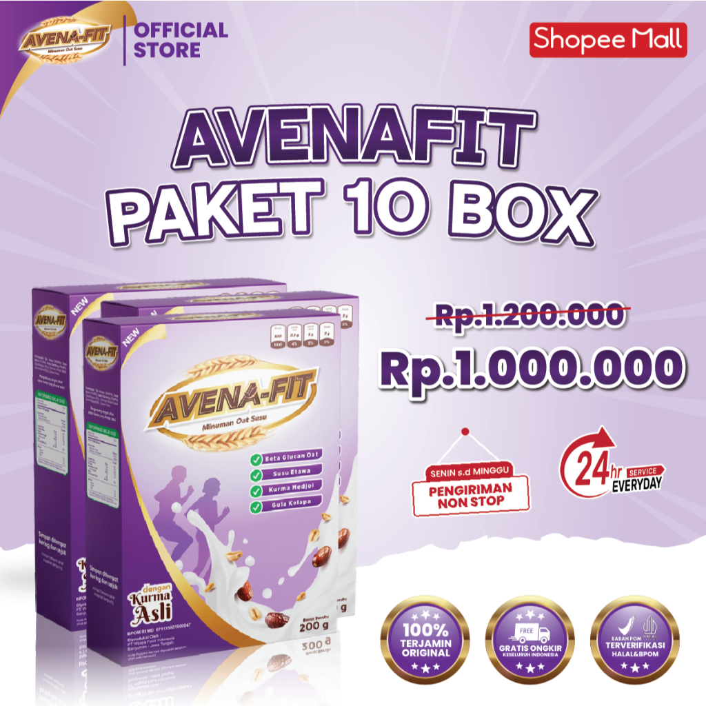 

Paket 10 Box Avena-Fit - Menu Sarapan Sereal Sehat Oat Susu