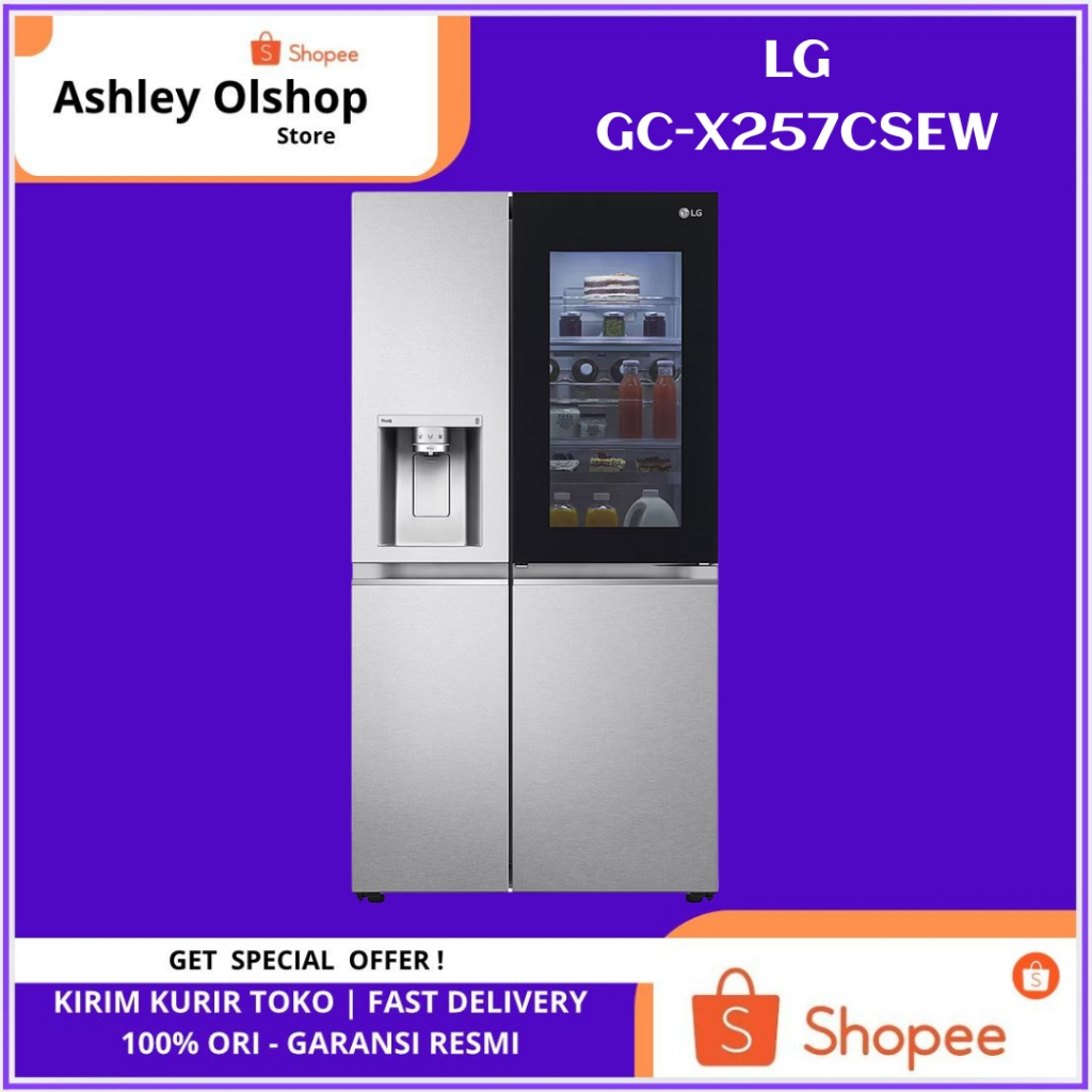 Kulkas Side by Side LG GC X257CSEW 674L Kulkas Dispenser InstaView LG