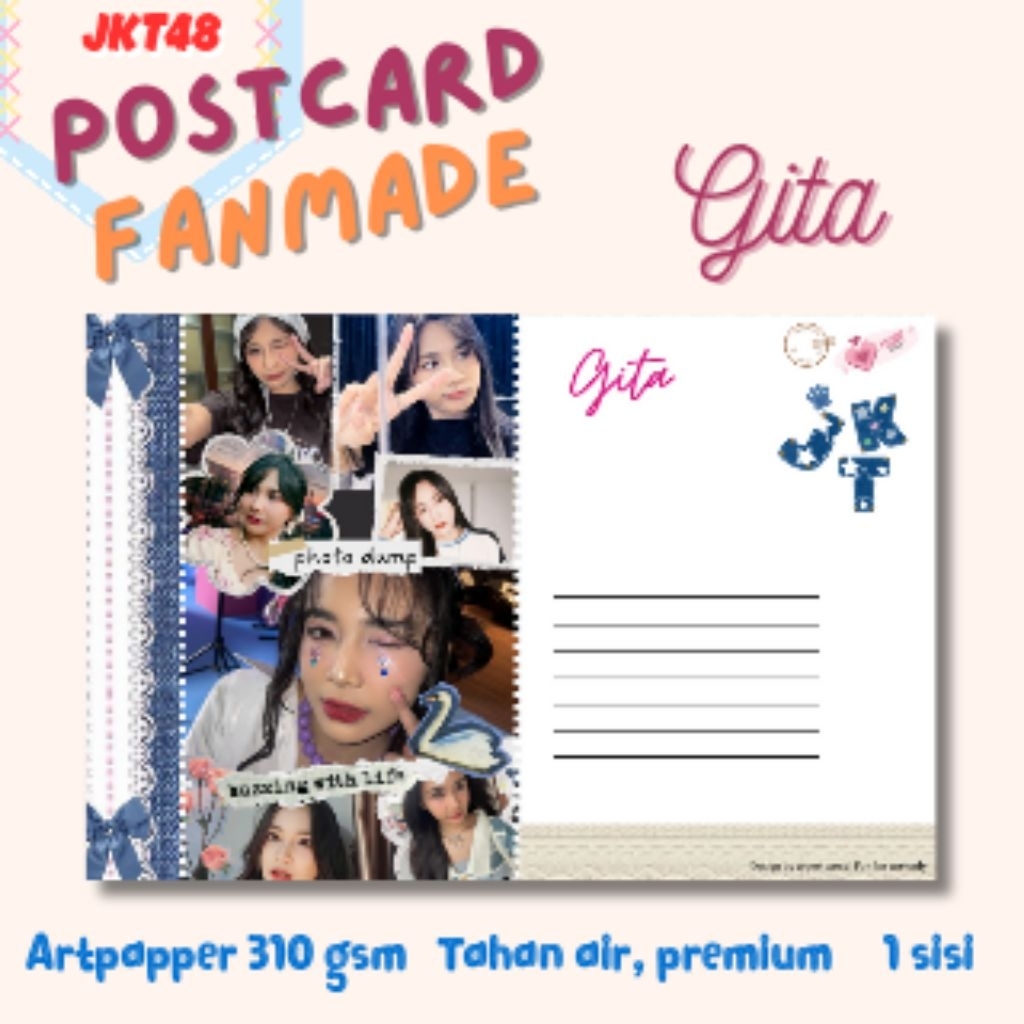 

Postcard Kartu Ucapan Fanmade JKT48 - GITA Series Koleksi Edisi Spesial – Doff Finish 310gsm
