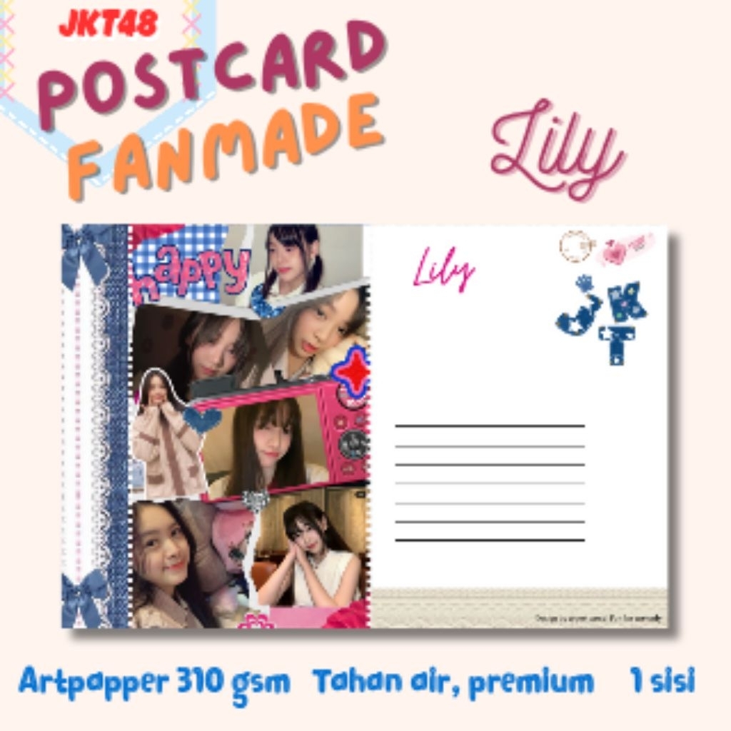 

Postcard Kartu Ucapan Fanmade JKT48 - LILY Series Koleksi Edisi Spesial – Doff Finish 310gsm