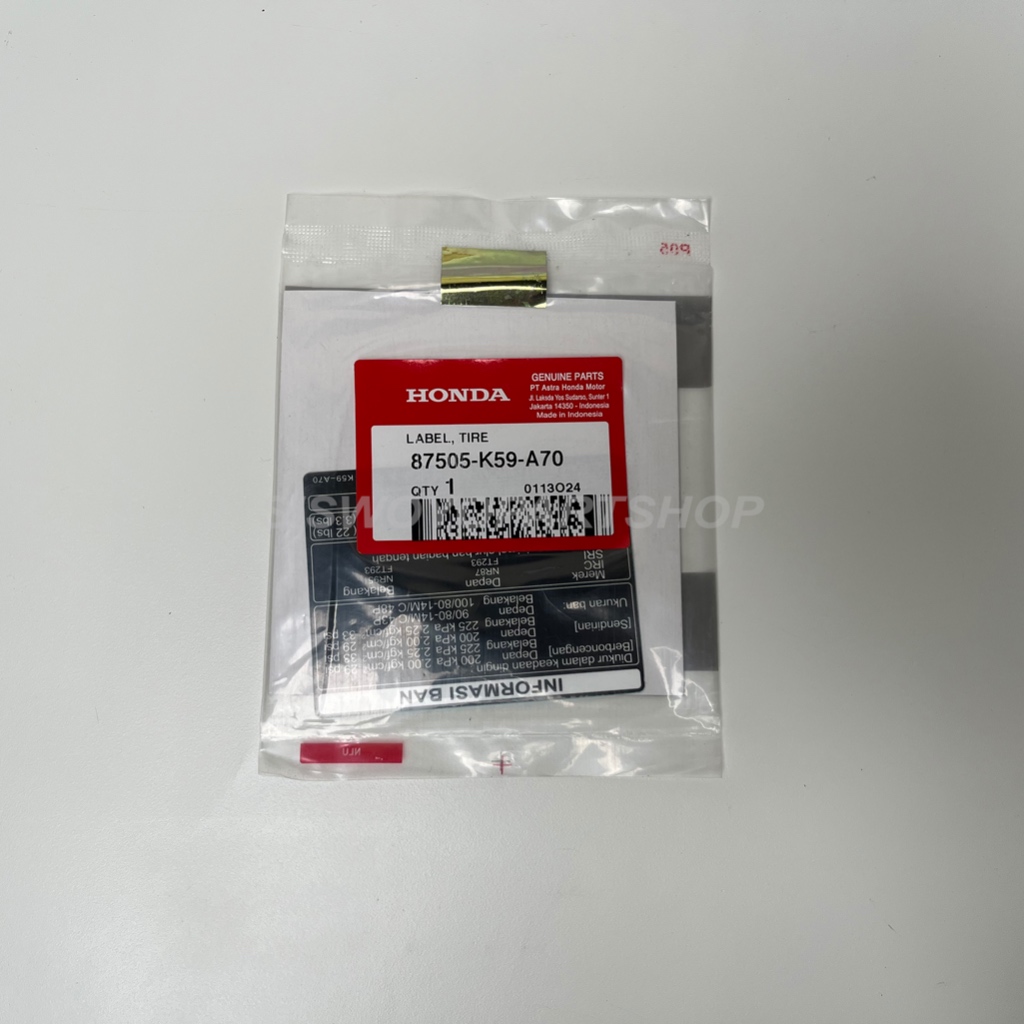 Sticker Label Informasi Tekanan Angin Ban Label Tyre Tire Vario 125 150 LED 2015-2017