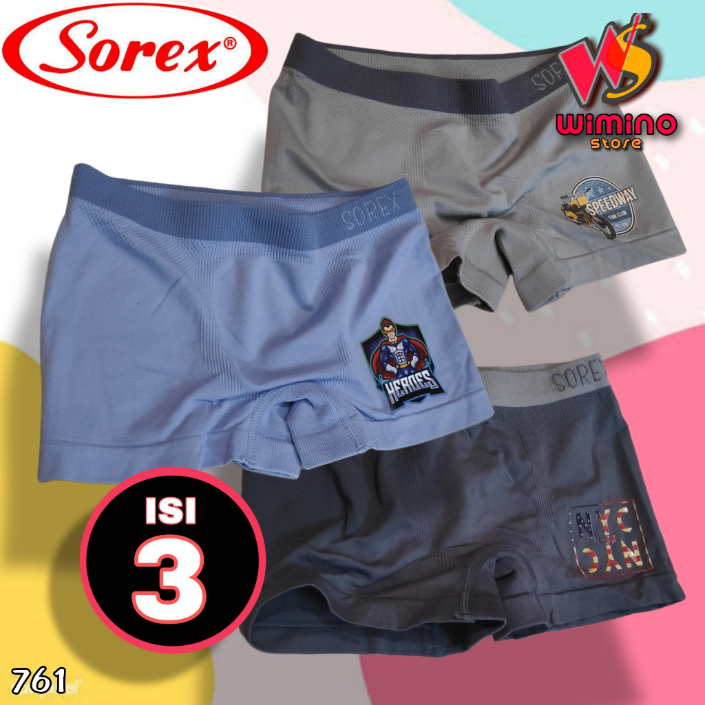 C761 (3-6-12 Pcs)  Sorex Kids Boxer Anak Laki Laki Rajut, Cd Boxer Anak Cowok All Size Usia 6-9 Tahu