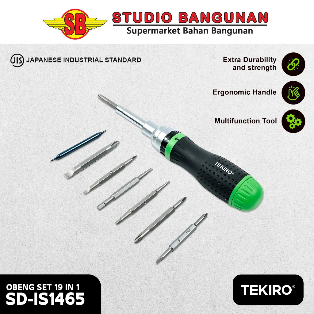 TEKIRO Obeng Set 19 in 1 / Obeng Set Presisi Gagang Karet SD-IS1465