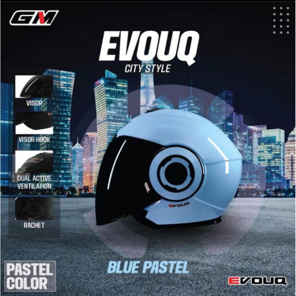 HELM HALF FACE GM EVOUQ MOTIF PASTEL ORIGINAL SNI