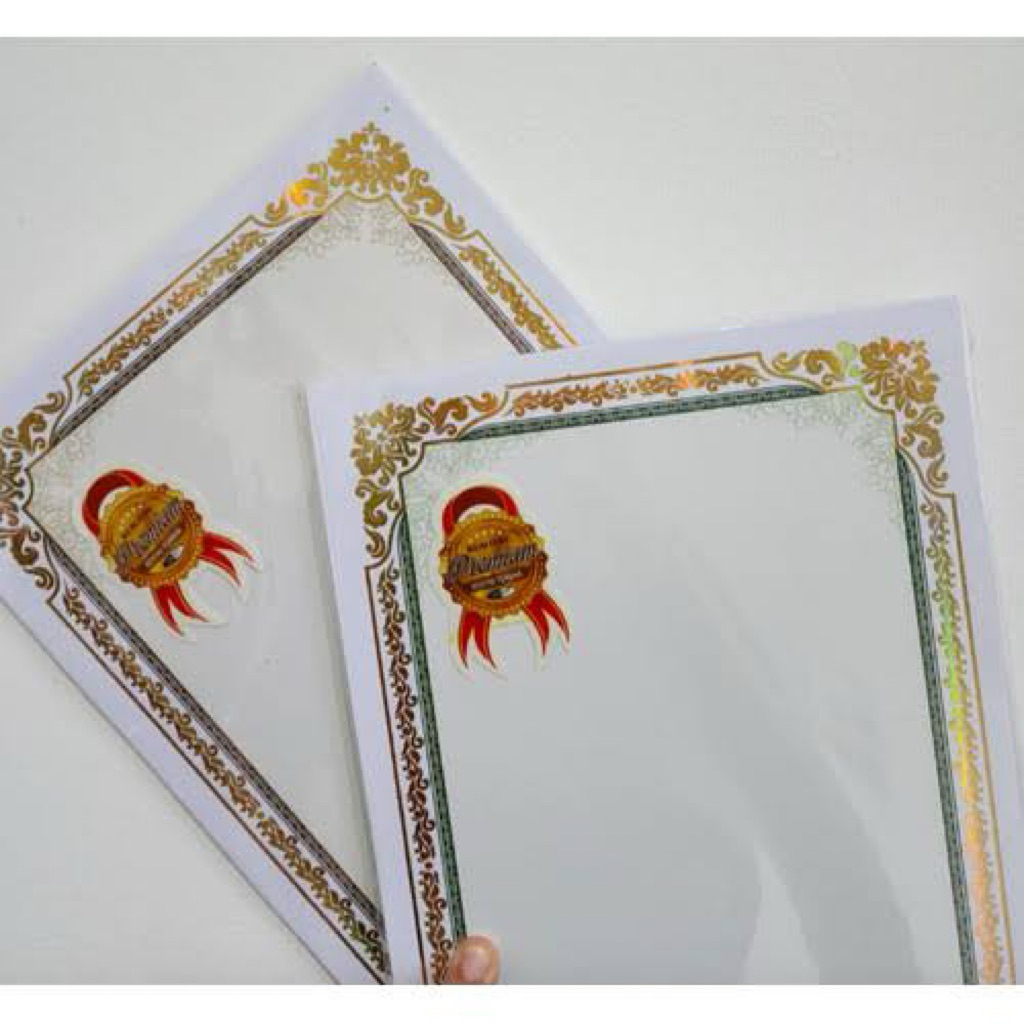 

Blanko sertifikat ukuran A4 / kertas piagam sertifikat folio simpaty full foil emas mewah