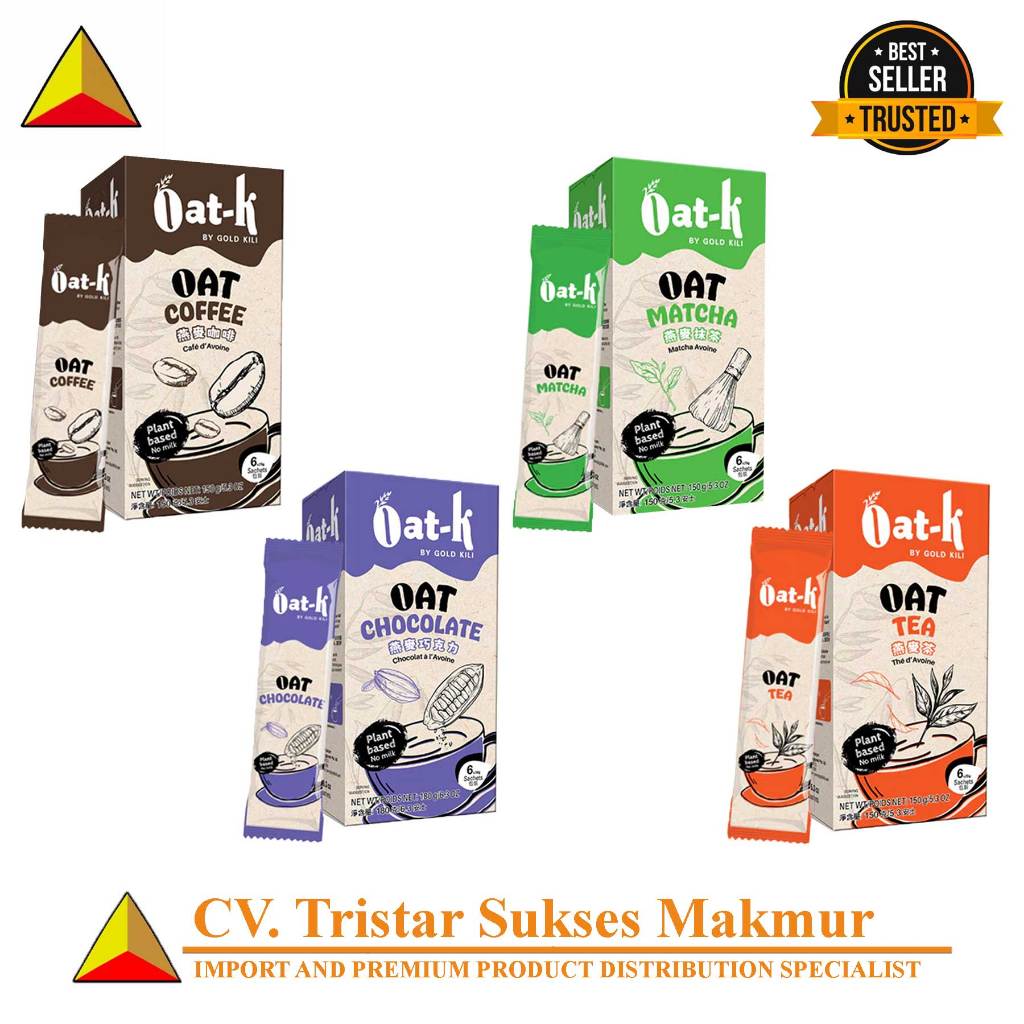 

OAT-K Minuman Oat Instan – Coffee / Tea / Matcha / Chocolate | 1 Box Isi 6 Sachet