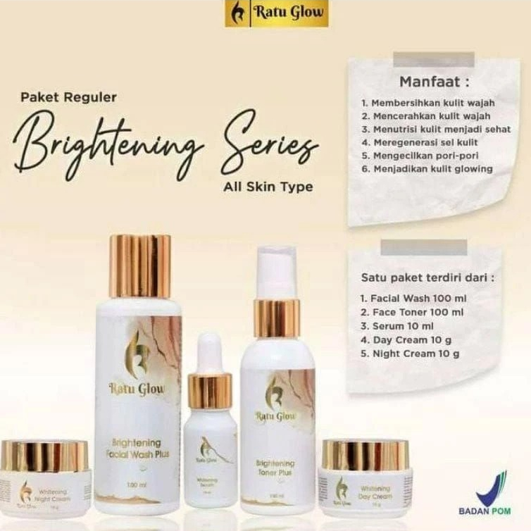RATU GLOW Paket Reguler Brightening - Mencerahkan Wajah dan Glowing, Menyamarkan Noda Hitam dan Flek