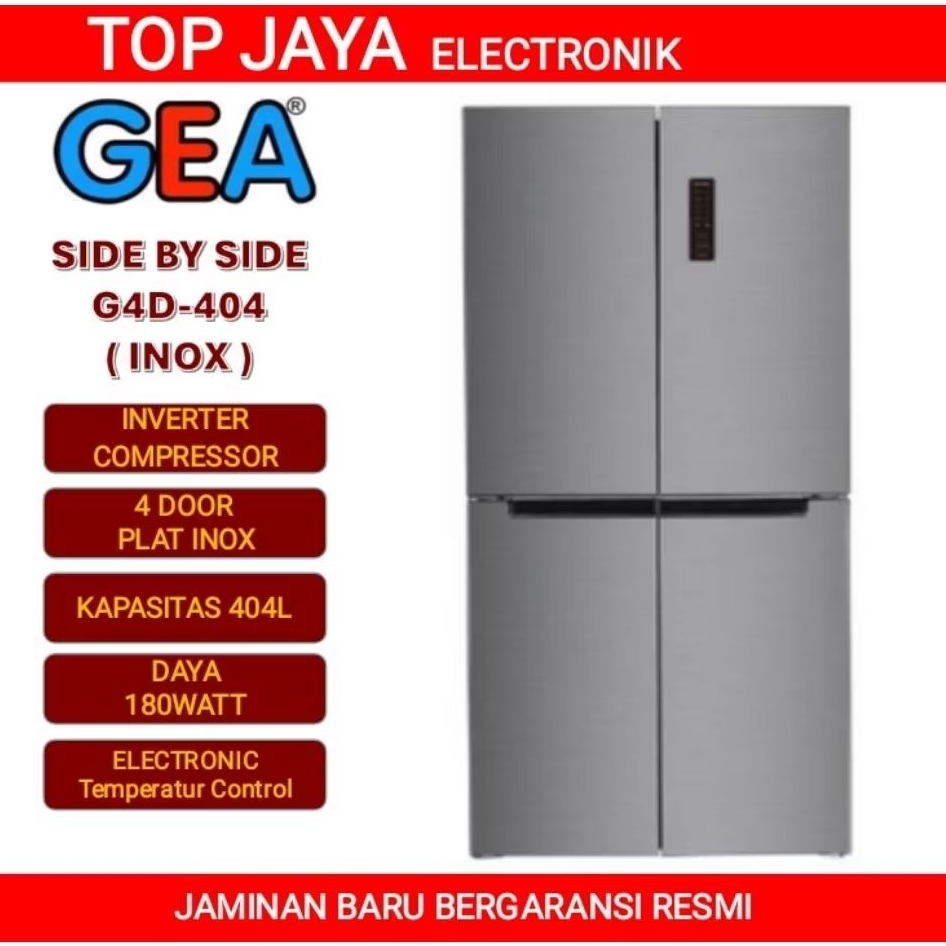 KULKAS SIDE BY SIDE GEA 4 PINTU NEW SERIES