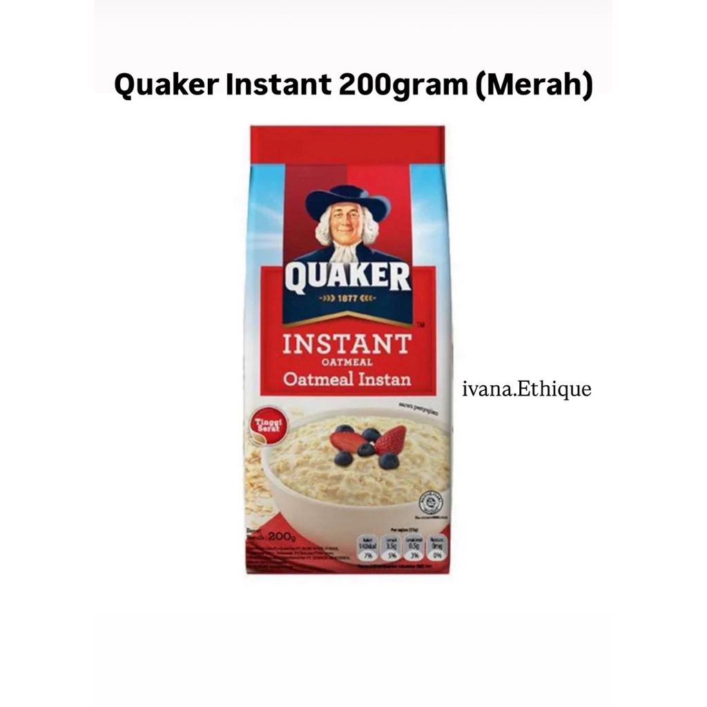 

QUAKER Instant oatmeal (200gram MERAH) & QUAKER Vanila 3in 1 & Qatsy Havermout Quick cook Oatmeal (200gram)