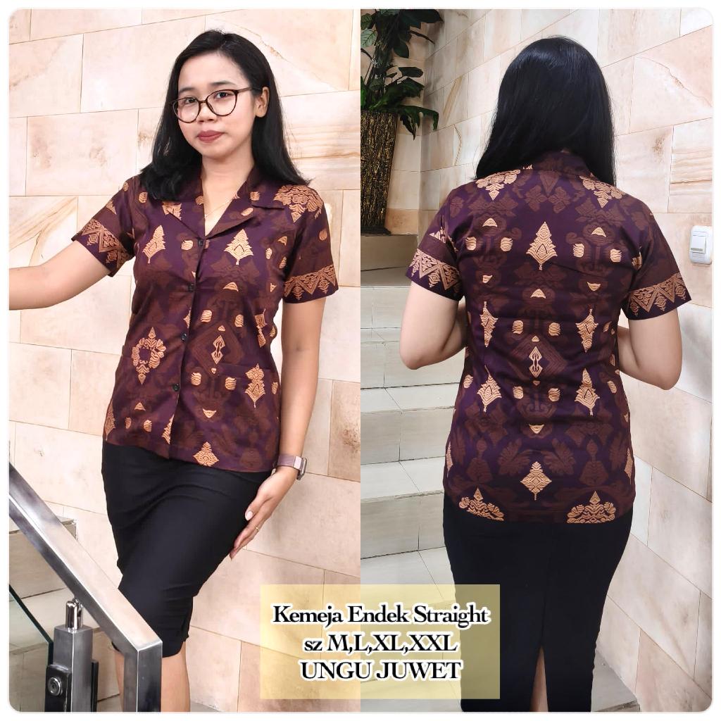 Kemeja Endek Wanita//Kemeja Kantor(BAHAN STRAIGHT)