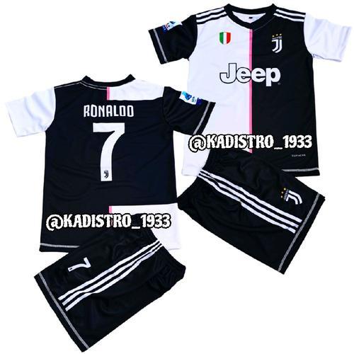 Jersey Bola Juventus Ronaldo Untuk Anak Usia 1-13 Tahun Home 2019-2020 Bahan Adem Dan Lembut Full Pr