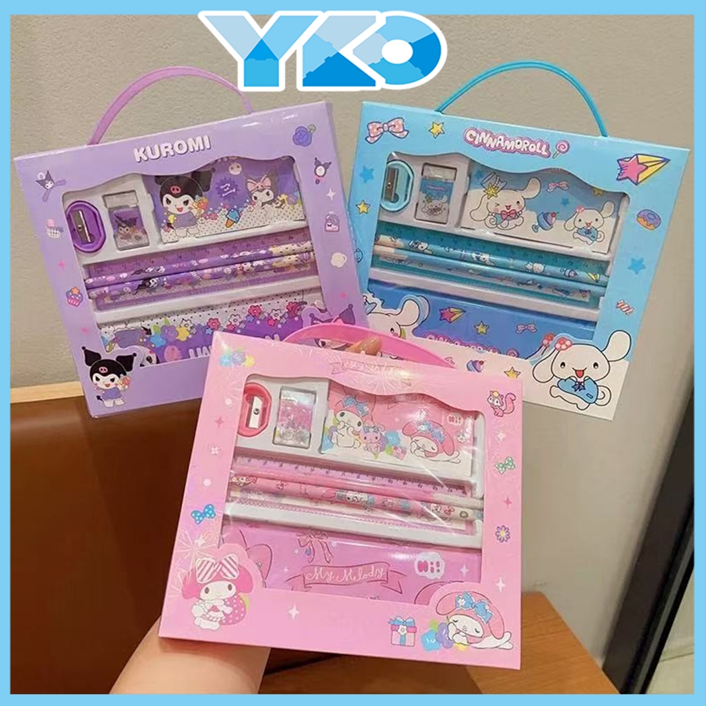 

YKO 7 in 1 Pensil Box Hadiah Anak Alat Tulis Anak Tk Kotak Pensil Set Kuromi Cinnamoroll