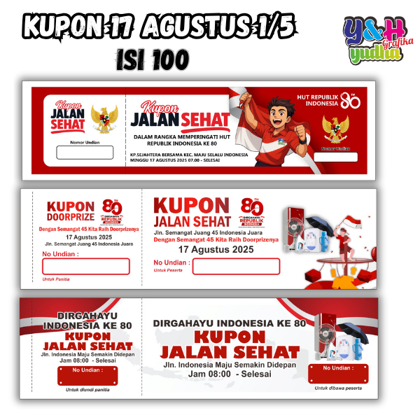 

KUPON JALAN SEHAT 17 AGUSTUS ISI 100 LEMBAR KUPON CUSTOM KUPON DORPRIZE KUPON AGUSTUSAN KUPON